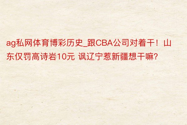 ag私网体育博彩历史_跟CBA公司对着干！山东仅罚高诗岩10元 讽辽宁惹新疆想干嘛？