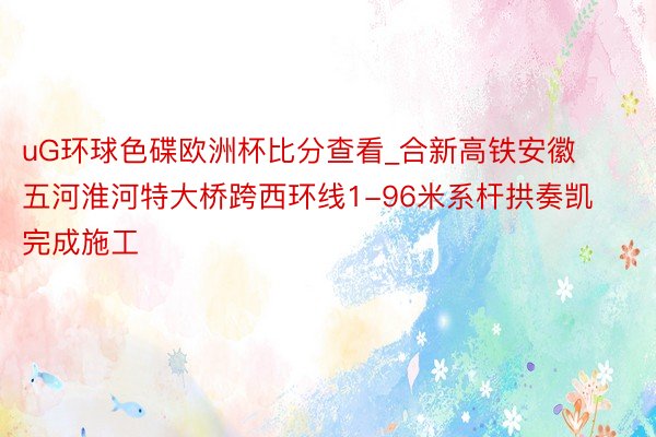 uG环球色碟欧洲杯比分查看_合新高铁安徽五河淮河特大桥跨西环线1-96米系杆拱奏凯完成施工