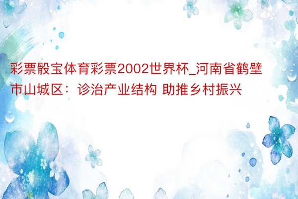 彩票骰宝体育彩票2002世界杯_河南省鹤壁市山城区：诊治产业结构 助推乡村振兴