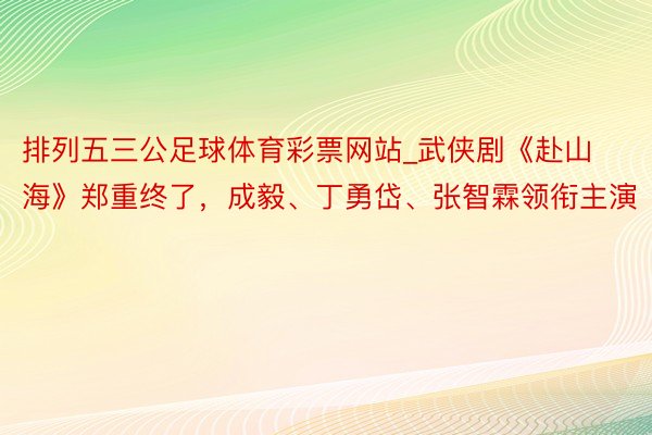 排列五三公足球体育彩票网站_武侠剧《赴山海》郑重终了，成毅、丁勇岱、张智霖领衔主演