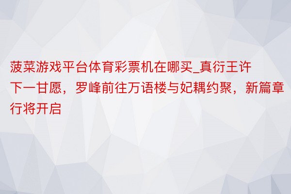 菠菜游戏平台体育彩票机在哪买_真衍王许下一甘愿，罗峰前往万语楼与妃耦约聚，新篇章